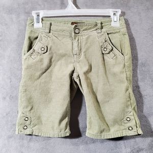 BeBop Girls Corduroy Bermuda Shorts Olive Green Size 10 EUC